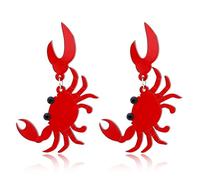 XIGAWAY Pendientes de acrílico rojo, aretes colgantes minimalistas de mariscos para uso diario