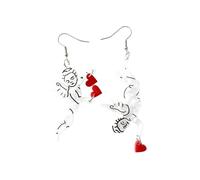 XIGAWAY Pendientes de ángel para el día de San Valentín, bonitos aretes acrílicos de unicornio para mujeres y hombres, aretes de hierro impresos a la moda, 7,6 x 4,6 cm, regalo ligero