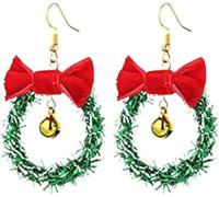 XIGAWAY Pendientes de árbol de Navidad en espiral para mujer, colgante geométrico en diseño navideño (árbol de Navidad, palo de caramelo, lazo, campana, corona, bombilla), S, Metal, Sin gemas