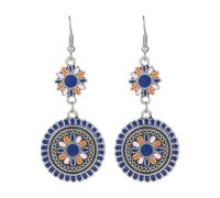 XIGAWAY Pendientes de aro de girasol para mujer, aretes de gancho de aleación geométrica, joyería floral de estilo étnico