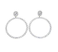 XIGAWAY Pendientes de aro de gran tamaño para mujer, aretes de círculo geométrico con diamantes de imitación brillantes, 25 g, aretes de aleación de oro y plata para fiesta, S, Metal, Sin piedra