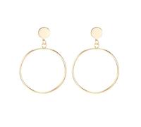 XIGAWAY Pendientes de aro de oro para mujer, aretes clásicos de aleación redondos, joyería minimalista con forma de círculo (4,8 x 6,9 cm)