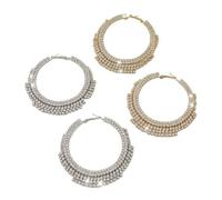 XIGAWAY Pendientes de aro geométricos con flecos de diamantes de imitación, aretes colgantes de oro y plata para mujer, S, Diamante de imitación, Sin gemas