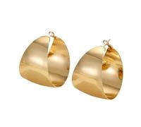 XIGAWAY Pendientes de aro geométricos de estilo coreano, aretes de aro en forma de C en hierro chapado en oro y plata, S, Hierro, Sin piedra preciosa