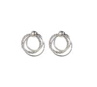 XIGAWAY Pendientes de aro geométricos multicapa para mujer, aretes de gota de cristal de aleación de plata
