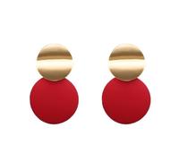XIGAWAY Pendientes de aro redondos geométricos elegantes para mujer, minimalistas y elegantes, esmaltados (1 par), 5cm, Metal, Sin piedra preciosa