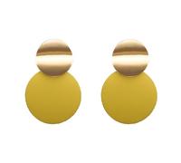 XIGAWAY Pendientes de aro redondos geométricos elegantes para mujer, minimalistas y elegantes, esmaltados (1 par), 5cm, Metal, Sin piedra preciosa