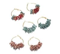 XIGAWAY Pendientes de aro simples de tela floral para mujer, aretes colgantes de aleación y tela (negro, verde, azul, multicolor, rojo, caqui), S, Metal, Sin gemas