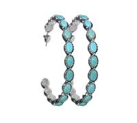 XIGAWAY Pendientes de aro turquesa en forma de C, aretes de metal geométricos grandes para mujer, 5 cm de diámetro, S, Metal, Sin piedra preciosa