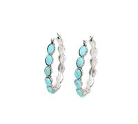 XIGAWAY Pendientes de aro turquesa para mujer, aleación galvanizada, étnicos, en forma de U, 3 x 4 cm, joyería geométrica bohemia retro