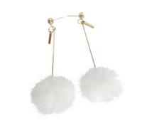 XIGAWAY Pendientes de bola de piel sintética, aretes largos colgantes con forma de corazón, 6 colores, aretes de lujo de cobre ligero para mujer, elegante borla, S, Cobre, Sin piedra preciosa