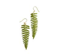 XIGAWAY Pendientes de borla de hoja de helecho para mujer, aretes colgantes botánicos verdes, 4 x 0,8 cm, joyería de regalo vintage