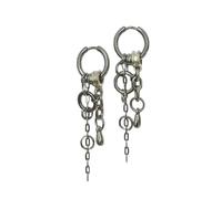 XIGAWAY Pendientes de cadena de acero con borla para mujer, colgantes geométricos de acero inoxidable, estilo francés vintage, regalo de joyería