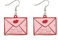 XIGAWAY Pendientes de corazón acrílicos, pintados a mano, con letra de amor, para mujer, joyería de moda para el día de San Valentín, S, Acrílico, Sin gemas