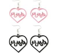 XIGAWAY Pendientes de corazón grandes huecos para mujer, aretes colgantes de dibujos animados de moda, bonitos aretes de aleación, aretes elegantes simples y negros para uso diario, S, Metal, Sin