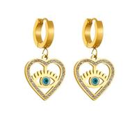 XIGAWAY Pendientes de corazón huecos para mujeres y hombres, aretes geométricos de acero de titanio, chapados en oro, unisex, 3,3 x 1,3 cm, ligeros para uso diario