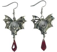 XIGAWAY Pendientes de cristal de estilo punk para mujer, aretes góticos geométricos en negro/rojo, joyería de fiesta de Halloween, S, Metal, Sin gemas