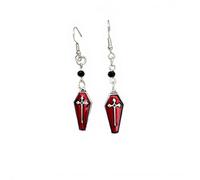 XIGAWAY Pendientes de cruz unisex para mujeres y hombres, aretes colgantes góticos de Halloween en rojo y negro, diseño geométrico retro de círculo