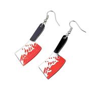 XIGAWAY Pendientes de cuchillo de cocina para mujeres y hombres, aretes acrílicos con patrón de hueso de carnicero, unisex, punk gótico, joyería oscura para moda atrevida, S, Acrílico, Sin piedra