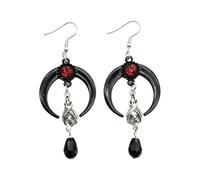XIGAWAY Pendientes de cuentas bohemias para mujer, aretes colgantes de cristal rojo en forma de lágrima, aleación de zinc, joyería de estilo étnico con luna, animales, S, Zinc, Sin piedra preciosa