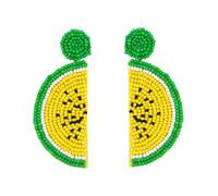 XIGAWAY Pendientes de cuentas de sandía para mujer, aretes colgantes de aleación en tono dorado (7,3 x 2,8 cm), S, Metal, Sin piedra preciosa