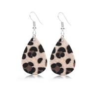 XIGAWAY Pendientes de cuero de doble cara con estampado de leopardo, aretes colgantes huecos para mujeres y hombres, accesorios geométricos con patrón de animales, S, poliuretano, Sin piedra preciosa