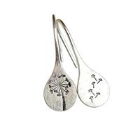 XIGAWAY Pendientes de diente de león cepillado para mujer, aretes de lágrima de aleación chapados en plata, 3 x 1,2 cm, ligeros, 5 g, joyería minimalista, regalo para boda, cumpleaños, viajes, verano