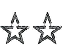 XIGAWAY Pendientes de estrella de gran tamaño para mujer, aretes colgantes de diamantes de imitación, joyería de cristal AB negro/blanco/negro, S, Diamante de imitación, Sin gemas