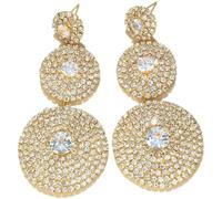 XIGAWAY Pendientes de gota con diamantes de imitación completos para mujer, aretes colgantes geométricos en oro/plata/negro, S, Metal, Sin piedras preciosas