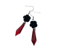 XIGAWAY Pendientes de gota de rosa negra para mujeres y hombres, aretes góticos de lágrima de aleación hipoalergénica, S, Metal, Sin piedra preciosa