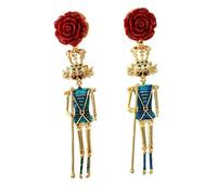 XIGAWAY Pendientes de gota de soldado cascanueces para mujer, aretes colgantes de aleación de cristal con diseño de personajes, S, Metal, Sin piedra preciosa