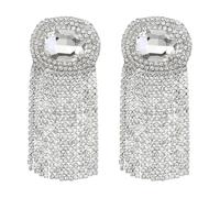 XIGAWAY Pendientes de gota ovalados con flecos de cristal, aretes colgantes de cristal floral con diamantes de imitación para mujer, S, Diamante de imitación, Sin piedra preciosa