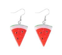 XIGAWAY Pendientes de gota realistas de sandía para mujeres y hombres, bonitos aretes colgantes de resina de frutas con diseño geométrico (5 x 2,3 cm, 4,9 g)