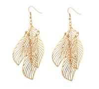 XIGAWAY Pendientes de hoja para mujer, con diseño de lanza chapada en negro y oro y plata, S, Metal, Sin piedra preciosa