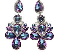 XIGAWAY Pendientes de lágrima con diamantes de imitación para mujer, aretes colgantes de cristal azul fuego, joyería exagerada, S, Diamante de imitación, Sin piedra preciosa