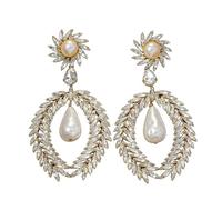 XIGAWAY Pendientes de lágrima con diamantes de imitación para mujer, aretes colgantes de cristal exagerado, joyería brillante para fiestas, oro y plata, S, Diamante de imitación, Sin piedra preciosa