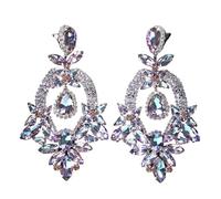 XIGAWAY Pendientes de lágrima de oro y plata, aretes colgantes de cristal de gran tamaño para mujer, elegantes joyas de gota de agua, S, Diamante de imitación, Sin gemas
