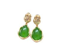 XIGAWAY Pendientes de lágrima plisados irregulares para mujer, aretes colgantes esmaltados texturizados, color blanco, verde, marrón, regalo de joyería natural, Pequeño, Zinc, Sin piedra preciosa