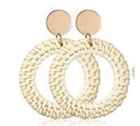 XIGAWAY Pendientes de madera geométricos retro atrevidos para vacaciones en la playa, aretes hexagonales de ratán bohemio con borlas, más de 20 estilos (multicolor y juegos), talla única, Acero