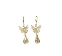XIGAWAY Pendientes de mariposa con colgante de gota de agua para mujer, aleación fresca y dulce, accesorios inspirados en insectos, en tono dorado, aretes de moda de estilo coreano