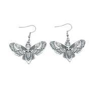 XIGAWAY Pendientes de mariposa gótica, estilo punk, aleación galvanizada, para mujer, joyería vintage de plata y negro con temática de animales, S, Metal, Sin piedra preciosa
