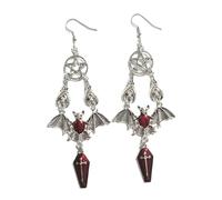 XIGAWAY Pendientes de murciélago de aleación para mujeres y hombres, aretes geométricos de Halloween, estilo vintage, accesorios circulares góticos, S, Metal, Sin piedra preciosa