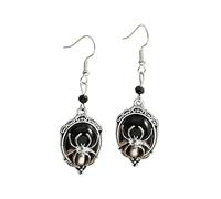 XIGAWAY Pendientes de murciélago de araña de Halloween para mujer, aretes de gota con cuentas vintage, regalo de joyería gótica similar a una piedra negra, Pequeño, Metal, Sin piedra preciosa