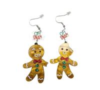 XIGAWAY Pendientes de Navidad acrílicos de jengibre para mujer, aretes brillantes, joyería navideña para mujer (patrón de agua marrón/marrón), S, Acrílico, Sin gemas