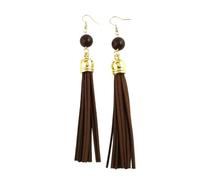 XIGAWAY Pendientes de novia para boda, aretes colgantes de borla roja, azul y beige, aleación de 12,2 cm, joyería para novia, S, Metal, Sin piedra preciosa