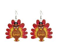 XIGAWAY Pendientes de pavo de madera para mujer, aretes colgantes con temática de Acción de Gracias (3 g), S, Madera, Sin piedra preciosa