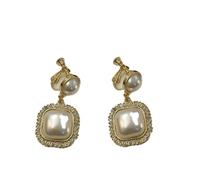 XIGAWAY Pendientes de perlas para mujer, aretes de perlas vintage con diamantes de imitación y ajuste de aleación, nuevo estilo chino o clip, regalo empaquetado individualmente, S, Metal, Sin piedra