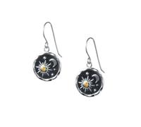XIGAWAY Pendientes de sol y luna para mujer, aretes colgantes geométricos, joyería de boda galvanizada en oro y plata, listos para regalo, 2,7 cm, S, Metal, Sin piedra preciosa