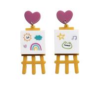 XIGAWAY Pendientes de tablero de dibujo con soporte, aretes colgantes acrílicos en forma de corazón para mujer