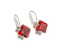 XIGAWAY Pendientes de tuerca con diamantes de imitación para mujer, aleación geométrica, aretes de tuerca de diamantes falsos (0,8 cm), hipoalergénicos, sin perforación, color rojo, azul, negro